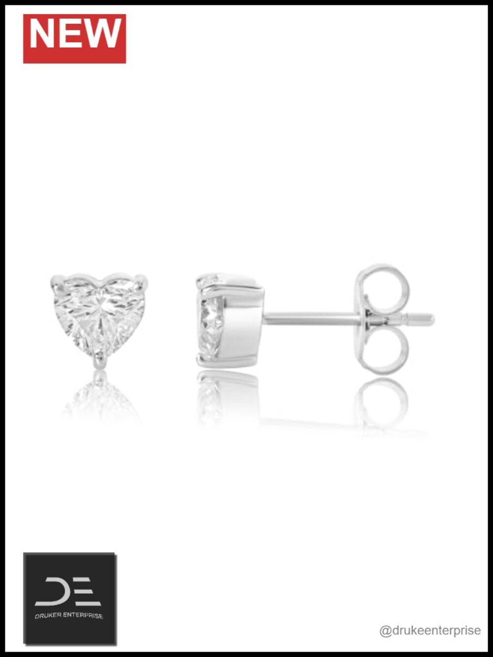 0.5ct Heart Lab Diamond Stud Earrings 14K White Gold IGI